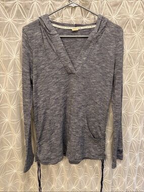Roxy Blue Striped Lightweight Hooded V-Neck Pullover